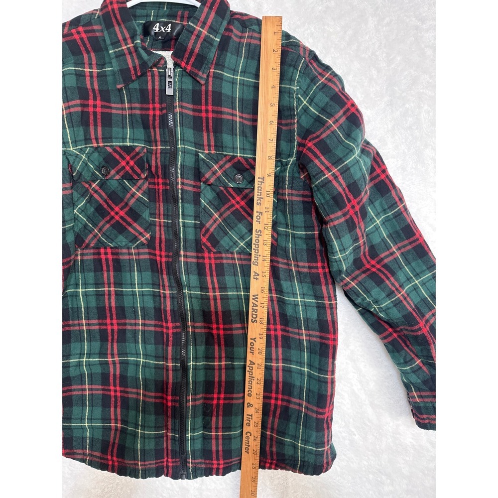 4x4 Sherpa Lined Plaid Flannel Jacket Zip Up Warm Winter Women XL - Picture 3 of 11